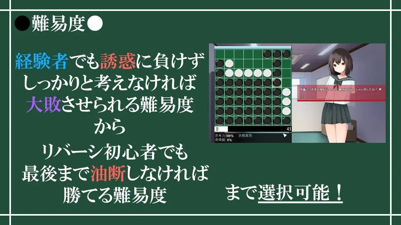 新作[日式SLG] 诱惑之黑白棋 -被诱惑、被击败、被夺走的黑白棋游戏- Reversi of Temptation -誘惑されて負かされて奪われるリバーシゲーム- AI汉化版 [1.0G]
